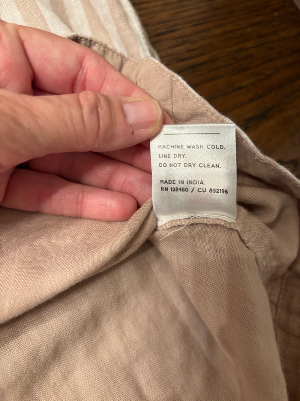 Pact Organic Cotton Shirt Dress Beige Pink Stripe Medium Relaxed Coastal Tunic - Picture 11 of 14